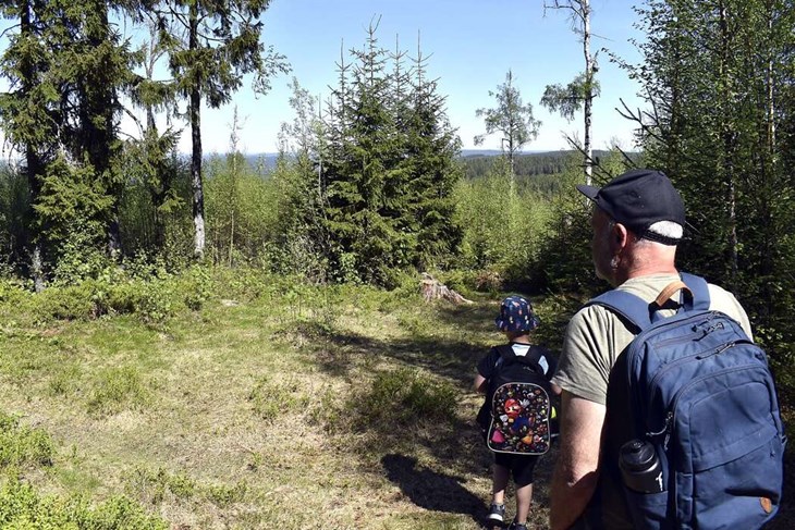 Utsikten från stugan vid Lindbodarna har vuxit igen under årens lopp. "Förut kunde man se hoppbackarna i Falun härifrån, vid klart väder", säger Jan-Åke Dragsten. Foto: Pär Sönnert