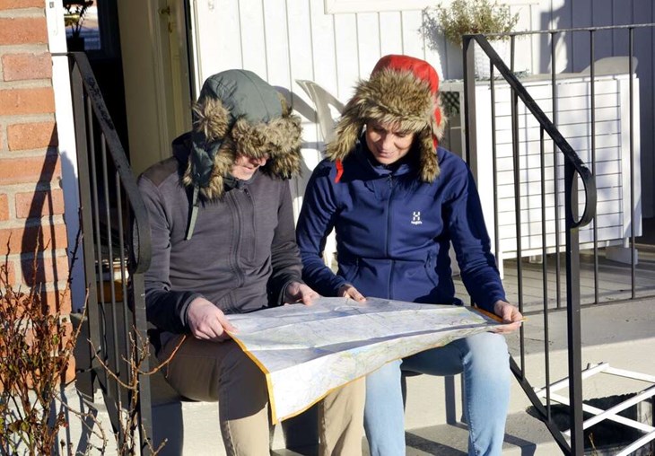 Äventyret har krävt månader av planering av rutt, utrustning och proviant. Den 15 februari ger Jesper och Britta sig av från Grövelsjön och beräknar att de är framme vid Treriksröset den 22 april. Foto: Karin Diffner