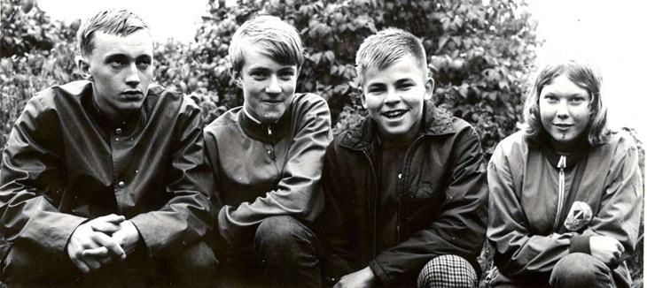 Fyra deltagare vid DM 1969, Lasse Käck, Thomas Nyberg, Eero Häkkinen och Lena Rudh (Löfqvist). Foto: Privat