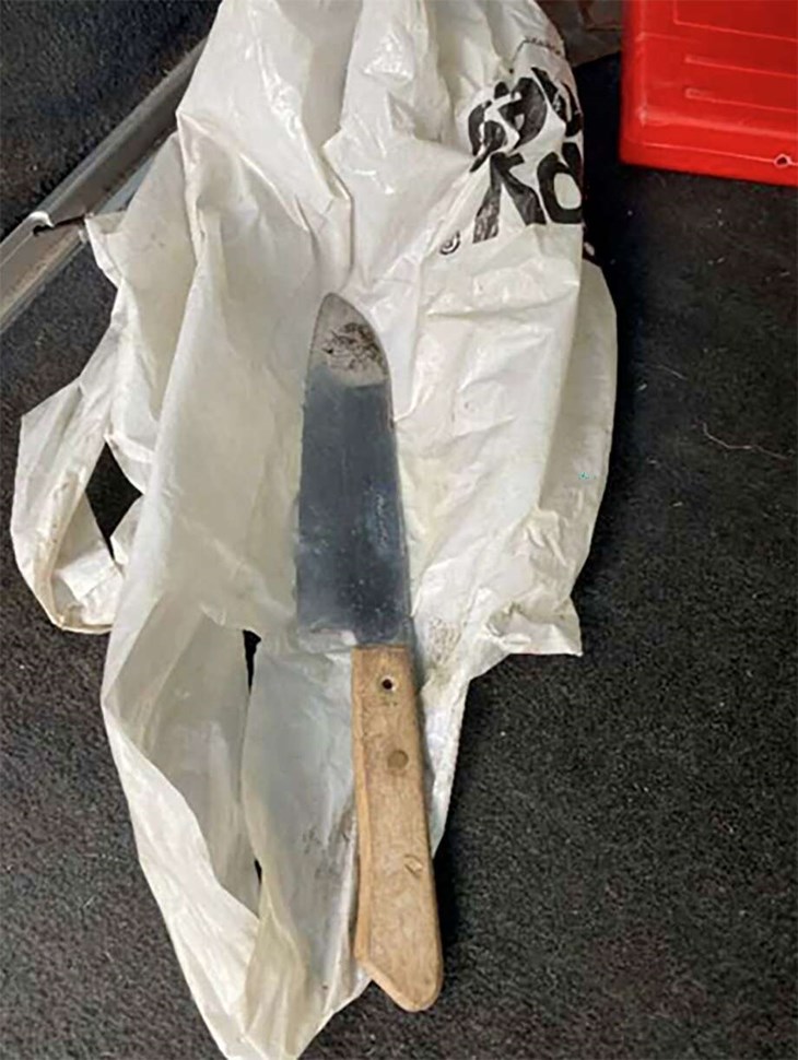 Förskäraren som hittades i bilen som kvinnan körde. Foto: Polisens förundersökning