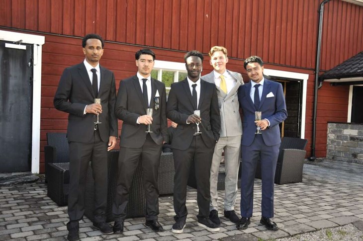 Mali, Mustafa, Liban, Edvin och Peyman. Foto: Lisa Björklund
