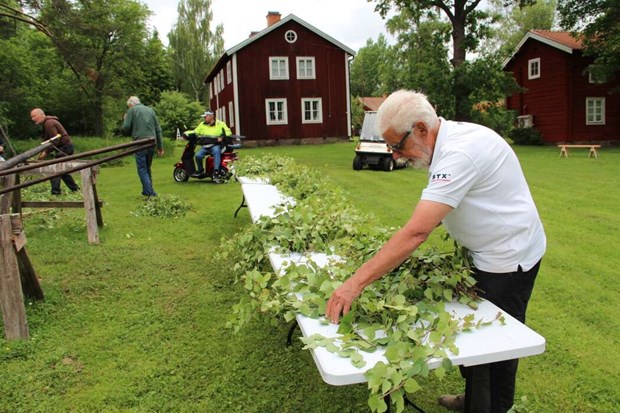 Barnens blomster prydde midsommarstången Barnens blomster prydde midsommarstången