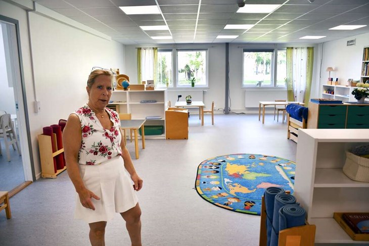 Rektor Cecilia Stadenberg är nöjd med de renoveringen av Solstrålen. "Det ska bli spännande att få fördjupa pedagogiken i de nyrenoverade lokalerna", säger hon. Foto: Karin Diffner