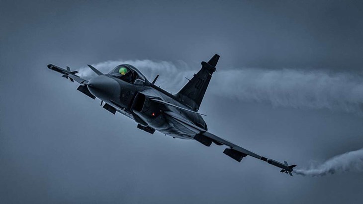 Jas 39 Gripen flygs av Henrik "Sunshine" Björling som kommer från Borlänge, både fredag och lördag. Foto: Jörgen Nilsson