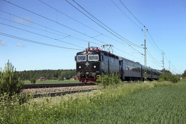 •Intercitytåg, eller "loktåg"; ett tåg med ett draglok. När tåget byter riktning måste loket flyttas till andra sidan om vagnarna. Ett loktåg går i max 180 kilometer i timmen. Foto: SJ/Pressbild
