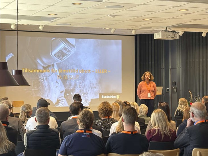 Karin Torneklint, tidigare förbundskapten i friidrott, nu sponsoransvarig på Sundström Safety. Pressbild: LF Dalarnas