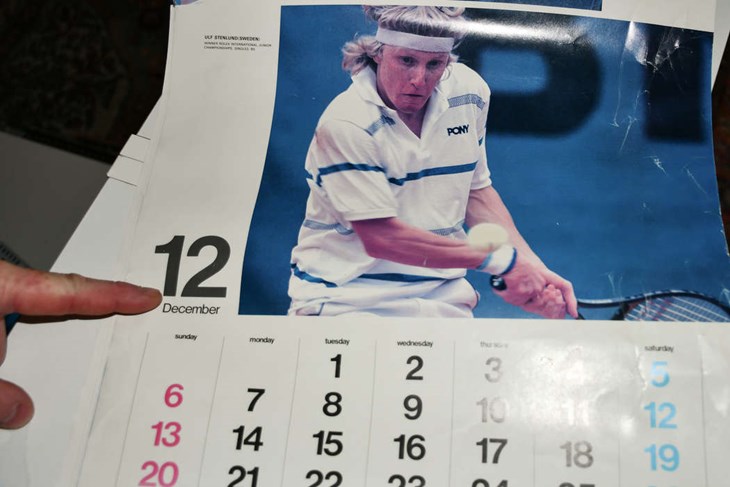 Bilden är hämtad från en gammal almanacka. Utöver den har Ulf inte varit nostalgisk och sparat på bilder från tenniskarriären.