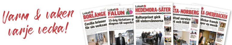 Lokalt i Dalarna sidhuvud med tidningar